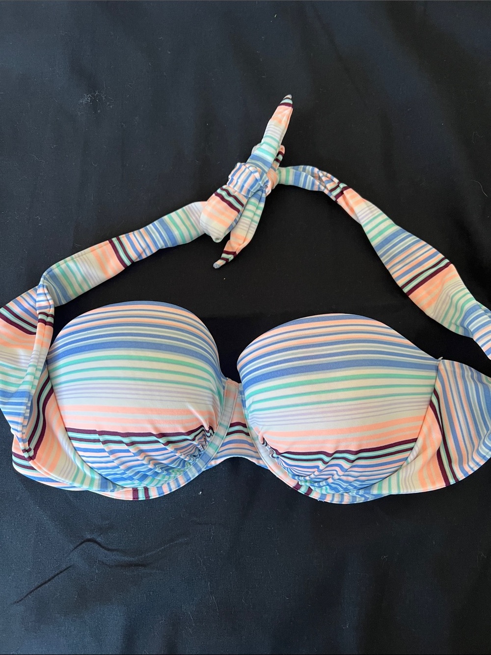 Victoria's Secret Multicolor Striped Halter Bikini Top - Pastel Pink, Blue, Mint